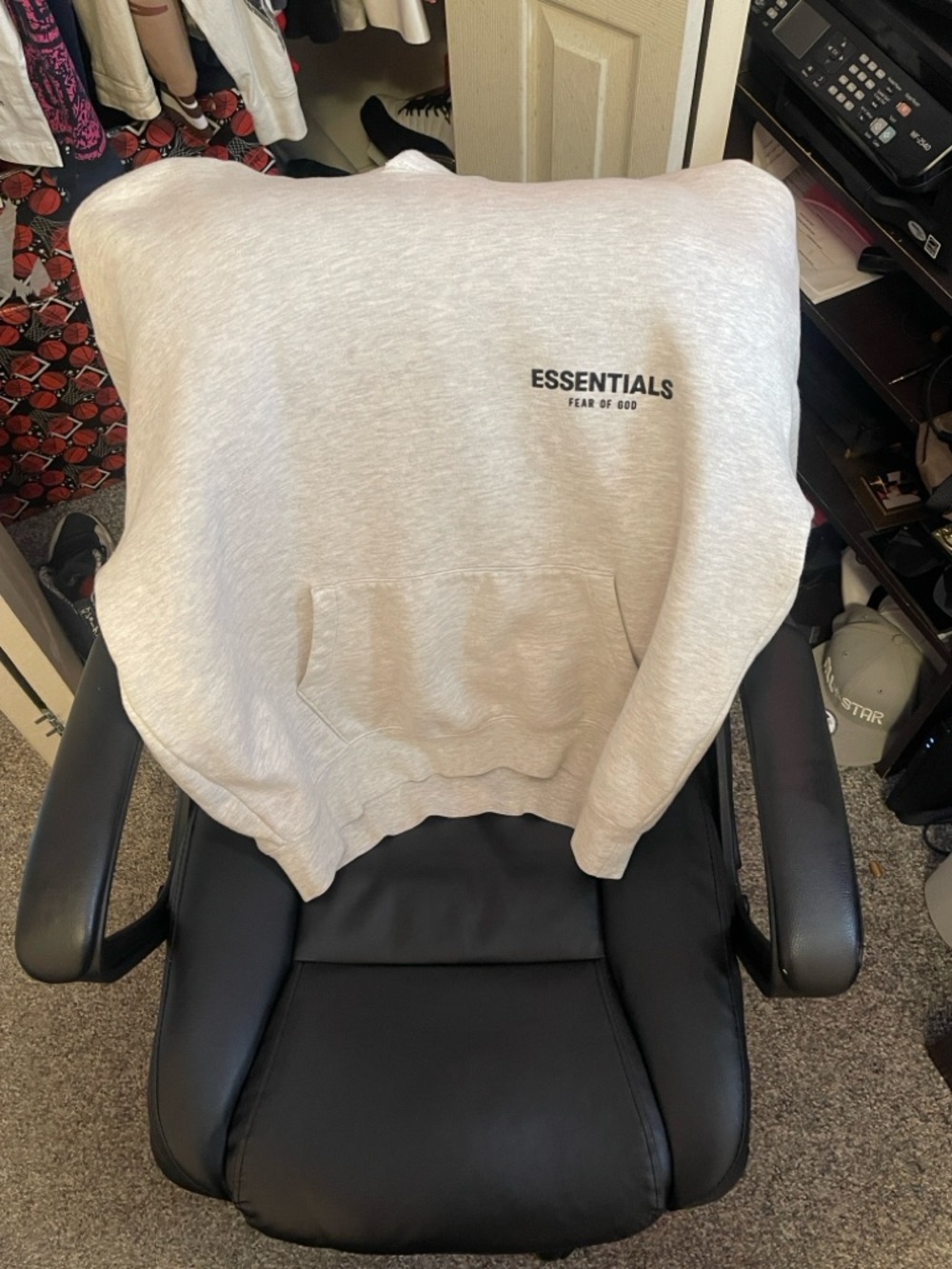 Essentials Light Heather Gray Crewneck Pullover Hoodie